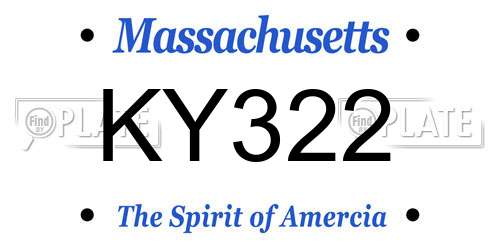 KY322 Massachusetts License Plate