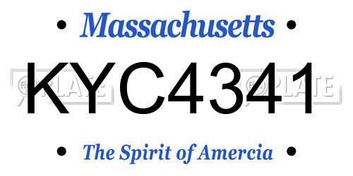 KYC4341 Massachusetts License Plate