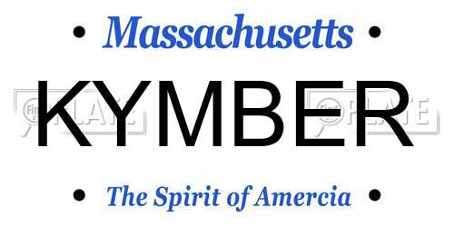 KYMBER Massachusetts License Plate