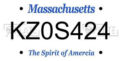 KZ0S424 Massachusetts License Plate