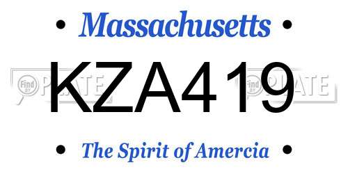 KZA419 Massachusetts License Plate