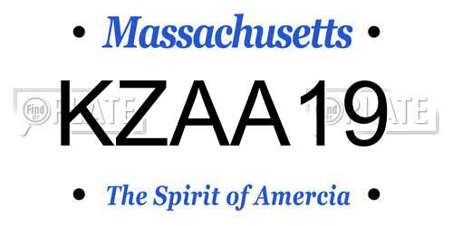 KZAA19 Massachusetts License Plate