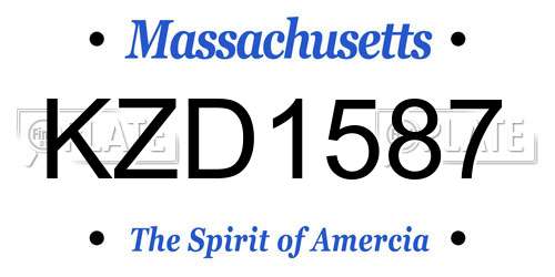 KZD1587 Massachusetts License Plate
