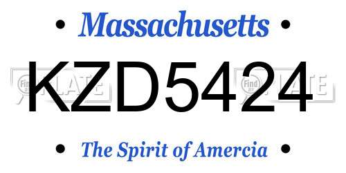 KZD5424 Massachusetts License Plate
