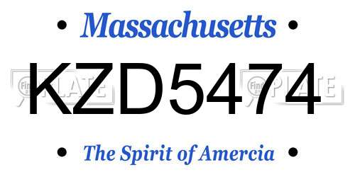 KZD5474 Massachusetts License Plate
