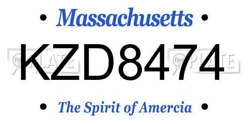 KZD8474 Massachusetts License Plate