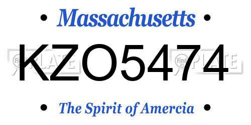 KZO5474 Massachusetts License Plate