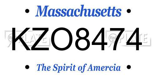 KZO8474 Massachusetts License Plate