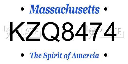 KZQ8474 Massachusetts License Plate