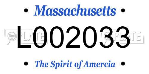 L002033 Massachusetts License Plate