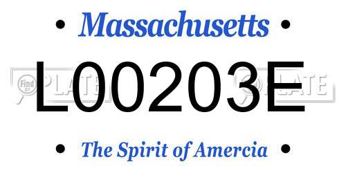 L00203E Massachusetts License Plate