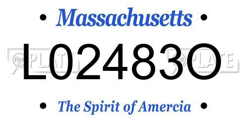 L02483O Massachusetts License Plate