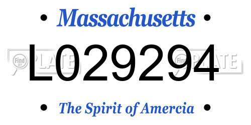 L029294 Massachusetts License Plate