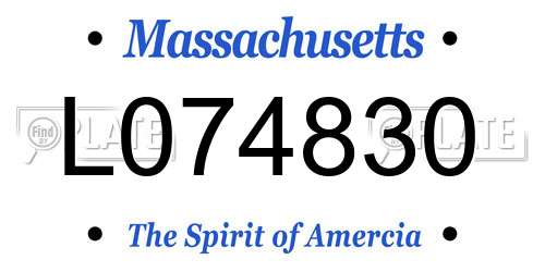 L074830 Massachusetts License Plate