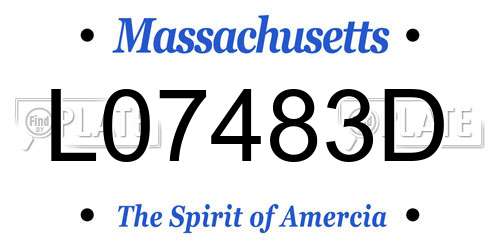 L07483D Massachusetts License Plate