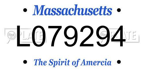 L079294 Massachusetts License Plate