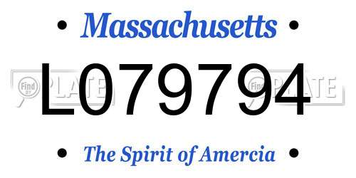 L079794 Massachusetts License Plate