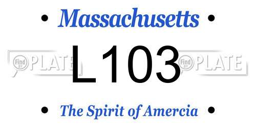 L103 Massachusetts License Plate