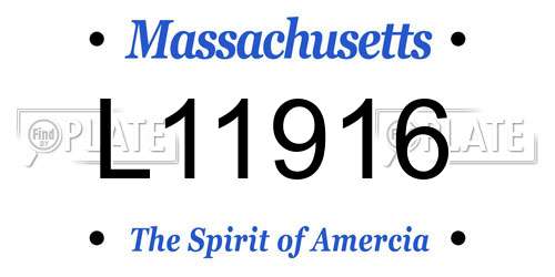 L11916 Massachusetts License Plate