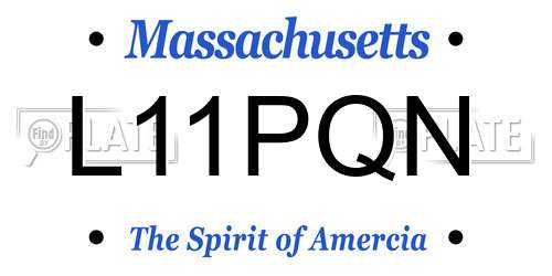 L11PQN Massachusetts License Plate