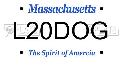 L20DOG Massachusetts License Plate