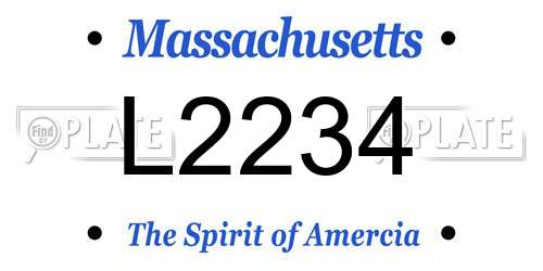 L2234 Massachusetts License Plate