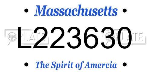 L223630 Massachusetts License Plate