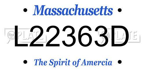 L22363D Massachusetts License Plate