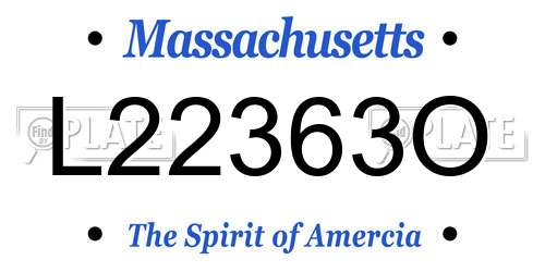 L22363O Massachusetts License Plate