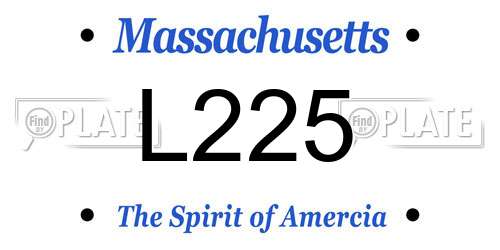 L225 Massachusetts License Plate