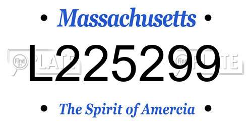 L225299 Massachusetts License Plate