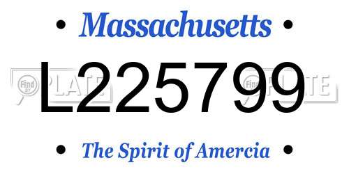 L225799 Massachusetts License Plate