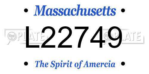 L22749 Massachusetts License Plate