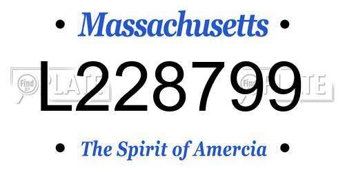 L228799 Massachusetts License Plate