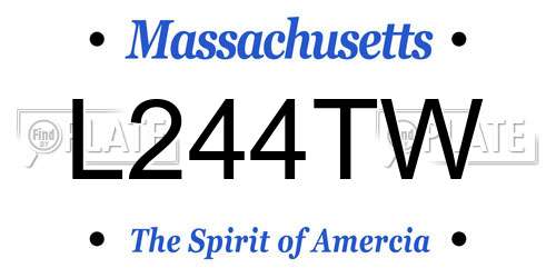 L244TW Massachusetts License Plate