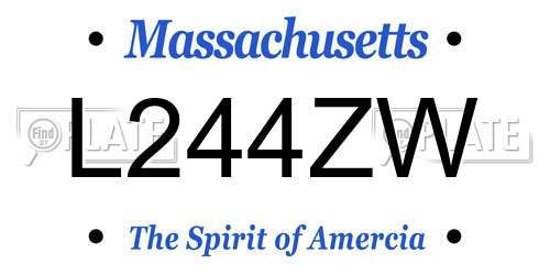L244ZW Massachusetts License Plate
