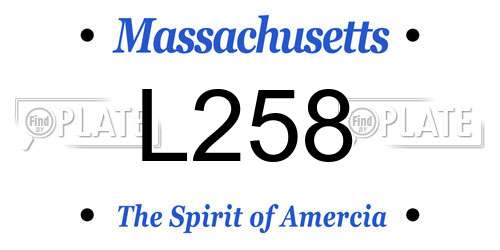 L258 Massachusetts License Plate