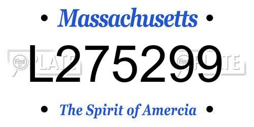 L275299 Massachusetts License Plate