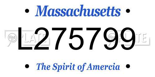 L275799 Massachusetts License Plate