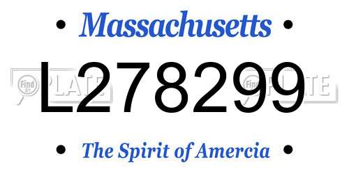 L278299 Massachusetts License Plate
