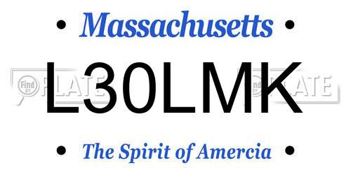 L30LMK Massachusetts License Plate