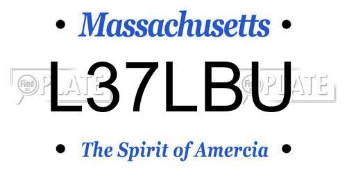 L37LBU Massachusetts License Plate