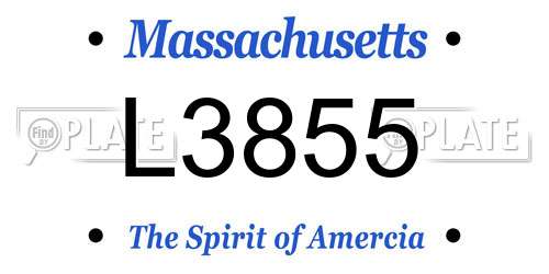 L3855 Massachusetts License Plate