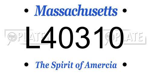L40310 Massachusetts License Plate