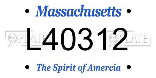 L40312 Massachusetts License Plate
