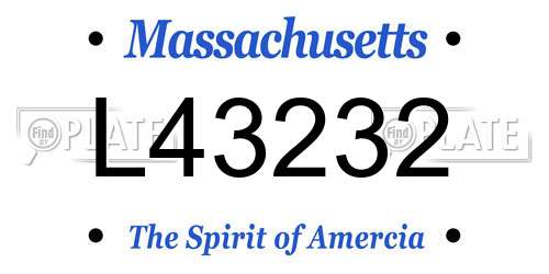 L43232 Massachusetts License Plate