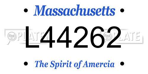L44262 Massachusetts License Plate
