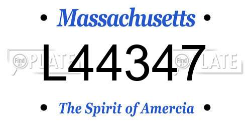 L44347 Massachusetts License Plate