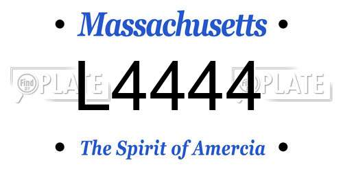 L4444 Massachusetts License Plate