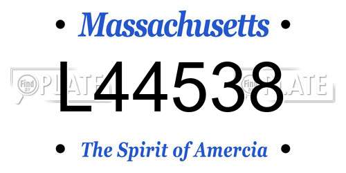 L44538 Massachusetts License Plate